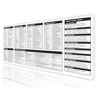 Imagem de HUAMXE Mouse pad Excel com teclas de atalho, folha de dicas grande estendida para jogos, tapete de teclado de computador grande XXL com bordas costuradas para desktop, tapete de mesa completo