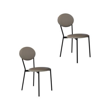 Imagem de Cadeira Fixa Estofada Vintage Elipse com 2 Unidades Venus Cinza/Preto Fosco