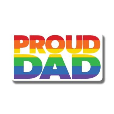 Imagem de Ímã Proud Dad - LGBTQ Pride Ally Love Ímã de bandeira de arco-íris - Ímã de superfície de metal de geladeira de carro caminhão para-choque - 12 cm no lado mais longo - Feito nos EUA - AAMT0164