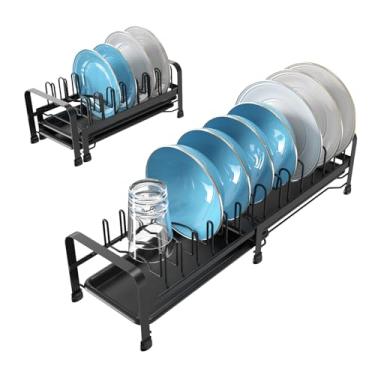 Imagem de Webetop Escorredor de louça pequeno ajustável sobre a pia pratos de loja perfeitos para armário/cozinha/trailer/pequeno apartamento/viagens de acampamento, bandeja de drenagem de PP destacável