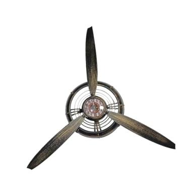 Imagem de Generic Decoração de parede de hélice de avião pendurado relógio presente de férias estético artesanato de design vintage escultura de parede para quarto, Bronze