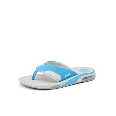 Imagem de REEF Chinelo infantil Fanning, suporte de arco, sola durável, adequado para água, Cinza claro/azul claro, 17