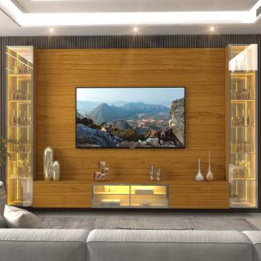 Imagem de Estante Home para TV até 85 Polegadas com 2 Cristaleiras LED e Vidro R