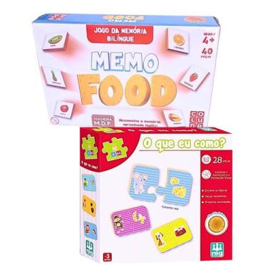 Imagem de Kit 2 Brinquedo Didatico Interativo O Que Eu Como Raciocinio Lógico Jo