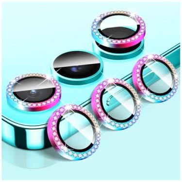 Imagem de LucBuy Protetor de lente de câmera Diamond para Samsung Galaxy A25, protetor de tela traseira de vidro temperado brilhante, anéis de proteção de metal de alumínio individuais, adesivos de filme