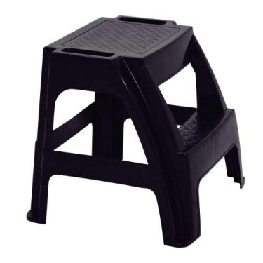 Imagem de Banqueta Escada Tramontina Paiva Basic Em Polipropileno Preto Tramonti