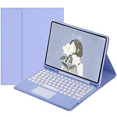 Imagem de HENGHUI Capa com teclado sensível ao toque para Galaxy Tab S9 FE+ / Tab S10+/Tab S9+/S8+/S7+/S7 FE 12,4 polegadas, capa com teclado removível touchpad, capa de teclado colorida, roxa