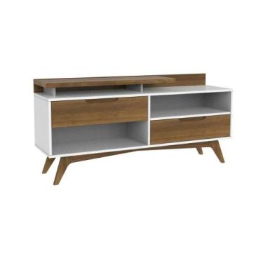 Imagem de Rack para TV Até 60 polegadas 2 gavetas 2 nichos Em Madeira e MDF Pret