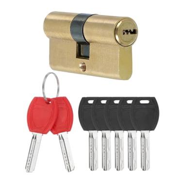 Imagem de PATIKIL Cilindro de bloqueio duplo europeu, 65 mm (27,5/10/27,5) Fechadura cilíndrica de cilindro de fechadura de latão sólido com 7 chaves para porta de alumínio de madeira antifurto