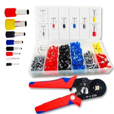Imagem de Alicate Crimpar Kit 1200 Peças Ferrules Terminais Fio 0.5-10 mm² Prensa Crimpador Ferramenta Profissional Reparo Elétrico Prático Catraca Ajustável Cabo Ergonômico Revestimento
