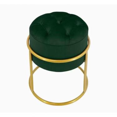 Imagem de Puff Banqueta Estofado Decorativo Base De Ferro Capitonê Suede Verde Eli Móveis E Decoração