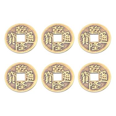 Imagem de 6 peças Chinesas Feng Shui Coins I Ching Coins Feng Shui Charms Buda Board Moeda Boa Sorte Moeda Latão Moeda Adivinhação Moedas Boa Sorte Berloques Decoração Espiritual para Riqueza Saúde Boa Sorte Prosperidade B