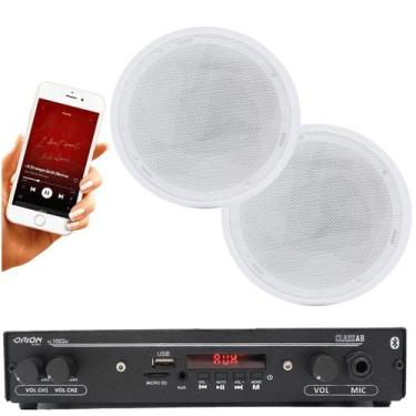 Imagem de Kit Som Ambiente 2 Arandelas 6 Pol Redondas + Amplificador - ORION