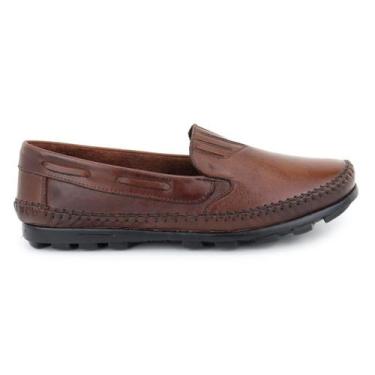 Imagem de Sapatilha Mocassim Masculina Ortopédico Confort Couro Marrom - Granado
