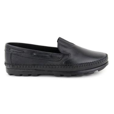 Imagem de Sapatilha Mocassim Masculina Ortopédico Conforto Couro Preto - Granado
