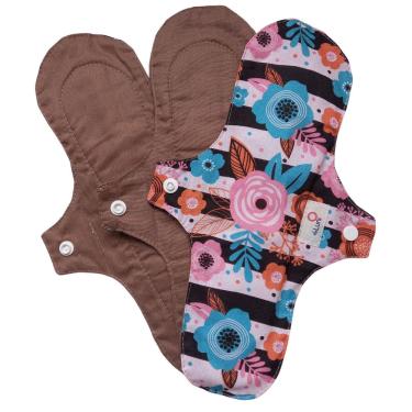 Imagem de Kit 8 Absorvente Reutilizáveis Ecológicos de Pano 100% Algodão Não Vaza + Necessarie