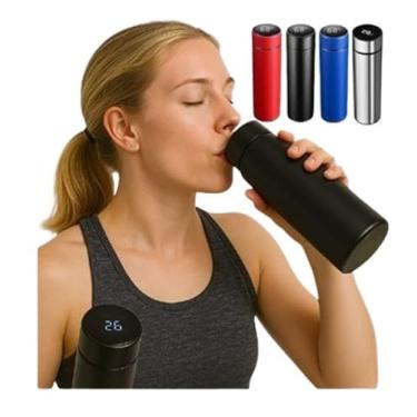 Imagem de Garrafa Térmica Inteligente 500ml em Aço Inoxidável,Display LED de Temperatura,Isolamento a Vácuo, Conserva Líquidos Quentes ou Frios, Material Resistente, Vedação Segura e Fácil de Limpar Preto