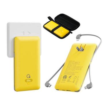 Imagem de Carregador portátil da marca Q 10000mAh com cabos embutidos: amarelo -