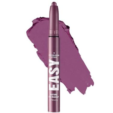 Imagem de Melsintern Sombra roxa em bastão de maquiagem, lápis de sombra de olhos creme fosco, à prova de vincos altamente pigmentados, bastão clareador de sombra, delineador de giz de cera à prova d'água de