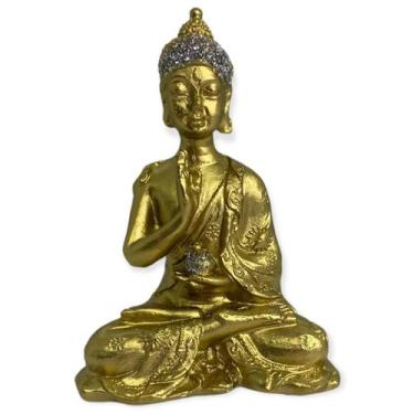 Imagem de Escultura Buda sentado meditando dourado 9 cm em resina 47402 - Lua Mi