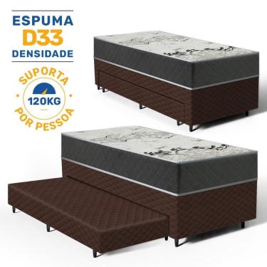 Imagem de Cama Box com Colchão de D33 ISO 3000 Gazin + Auxiliar de Espuma Unique Solteiro 88cm