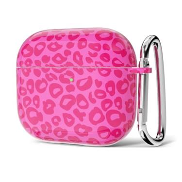 Imagem de Svanove Capa para Airpods 3 estampa de animal de guepardo, capa feminina fofa estampa de leopardo Airpods 3ª geração com chaveiro, estética Y2k moderna capa rígida de plástico Cool Airpods para