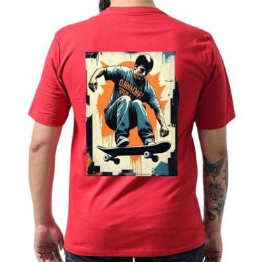 Imagem de Camiseta Masculina Skateboarder Mid-Trick Streetwear Blusa 100% Algodã