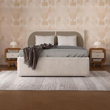 Imagem de Mesa de Canto Theo 1 Gaveta com Usb Cinamomo/Off White - Artely - Arte