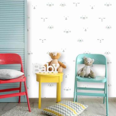 Imagem de Papel de Parede Autocolante Gatinhas Amigas Verde 270 - Inove Papéis d