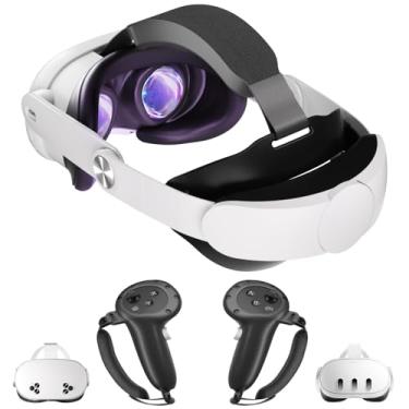 Imagem de Aolukytech Head Strap for Meta Quest 3/Quest 3S-Lightweight&Comfortable Cushion VR Headset Strap Hand Grips-Adjustable Elite Head Strap-Controller Grips Replacement Balanced Set for Quest 3/Quest 3S