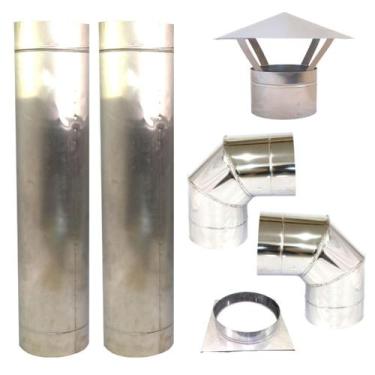 Imagem de Kit Chaminé Duto 8 Inox Chapéu Curvas 90º Adaptador, Forn - INOX LAURI