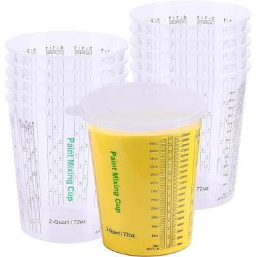 Imagem de CANOPUS Copos de mistura de tinta, pacote com 12 xícaras com 3 tampas, 2,129 ml, resistentes a solventes, copos de plástico transparente reutilizáveis para tinta, epóxi, resina, óleo, diluente