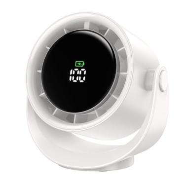 Imagem de MORECORE Ventiladores De Mesa Para Quarto, Ventilador Turbo Silencioso Fluxo Ar Forte, 17 Horas Funcionamento, Rotação 360° E 5 Velocidades, Bateria 4000 Mah Com Display Led, Escritório Mesa, Branco