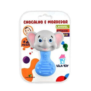 Imagem de Mordedor e Chocalho Vila Toy Elefante - Azul