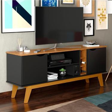 Imagem de Rack Patrimar Marselha Para Tv De Até 50 Preto Com Cedro