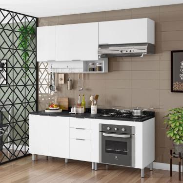 Imagem de Cozinha Completa Bartira Rubi Com 5 Portas, 3 Gavetas E 3 Prateleiras Branco