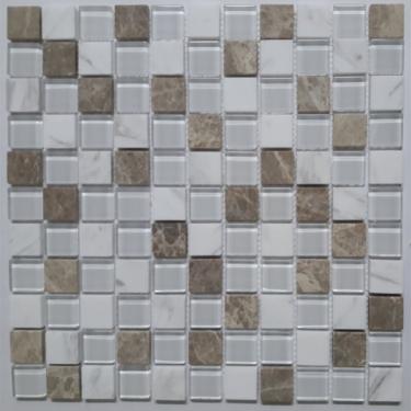 Imagem de Pastilha Mesclada De Vidro E Mármore 29X29Cm Matisse Glass Mosaic (Placas) Marrom Claro