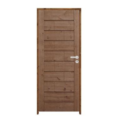 Imagem de Kit Porta De Madeira 210X72Cm Batente 11Cm Fechadura Stilo Cromada Roma Pinus