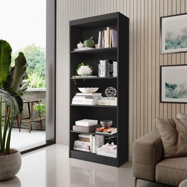 Imagem de Estante Para Livros 5 Prateleiras Viena Rofemar Móveis Preto