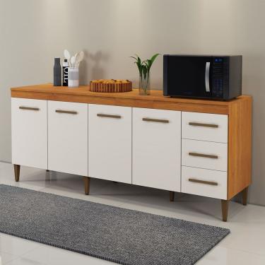 Imagem de Balcão Atenas 4 Portas E 3 Gavetas Naturalle Com Off White