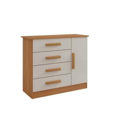 Imagem de Cômoda Firenze 4 Gavetas 1 Porta Comsapateira 100% Mdf Cinamomo Off