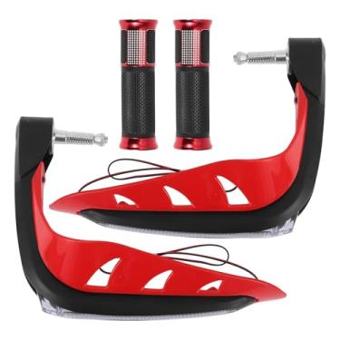 Imagem de Partuto Kit de capa de punhos de motocicleta de 22 mm 15/40.6 cm 24 mm kit de capas de guidão de borracha de liga de alumínio vermelho 1 conjunto padrão de diamante xadrez lateral