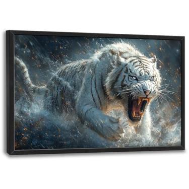 Imagem de Arte de parede de tigre branco grande para sala de estar, tela de vida selvagem, decoração de parede grande, animal selvagem, imagens emolduradas, modernas, pintura, impressão, arte para quarto