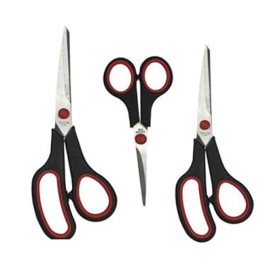 Imagem de Tesoura Profissional Corte Costura Artesanato Kit 3 Peças (KIT 3 tesouras coloridas)