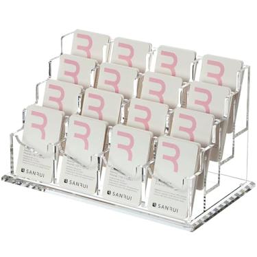 Imagem de SANRUI Porta-Cartões De Visita Vertical Para Mesa, 16 Compartimentos, 4 Camadas, Acrílico Transparente, Suporte Organizadores Vários Modelos Mulheres E Homens, Comporta 960 Cartões