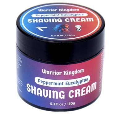 Imagem de Wholly Kaw Creme De Barbear Masculino Warrior Kingdom Luxury - Hortelã-Pimenta E Eucalipto. Pele Macia, Suave Sedosa. Refrescante Tonificante. Espuma Rica. O Mais Suave. Adequado Para Todos Os Tipos