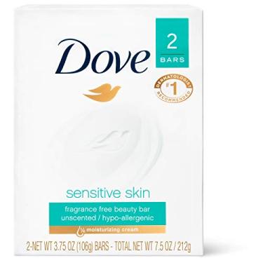 Imagem de Dove Barra Hidratante Para Pele Mais Macia, Sem Fragrância, Hipoalergênica E Sensível. Elimina Bactérias Com Eficácia Enquanto Nutre Sua Pele. 2 Barras De 3,75 Oz.