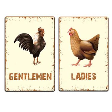 Imagem de JP's Parcels Pacote Com 2 Placas De Lata Para Decoração Banheiro - Placa Metal 30 X 20 Cm Escritório, Bar, Restaurante, Lanchonete, Porta, Masculino, Feminino, Feminino E Masculino.