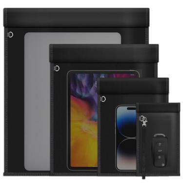 Imagem de Solaradgy Bolsas Faraday, Pacote Com 4 Para Laptops E Tablets, Telefones, Chaves De Carro Alça, Bloqueador Sinal Celular À Prova Fogo D'Água, Rfid
