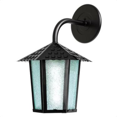 Imagem de Arandela de Parede Colonial Sextavada Vidro Pontilhado E27 Bivolt - Bl